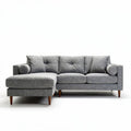 Modern sectional sofa in gray fabric with wooden legs 210 x 90 x 85cm
