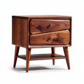 Walnut nightstand with two drawers and open shelf 50 x 40 x 45cm