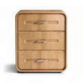 Wooden nightstand with three drawers in natural finish 24 x 20 x 28 inches