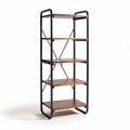 Metal frame bookshelf with wooden shelves for home or office 180 x 60 x 30cm
