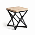 Square side table with wooden top and metal frame in black 40 x 40 x 45cm