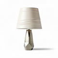 Geometric table lamp with metal base and fabric shade 25 x 25 x 45cm