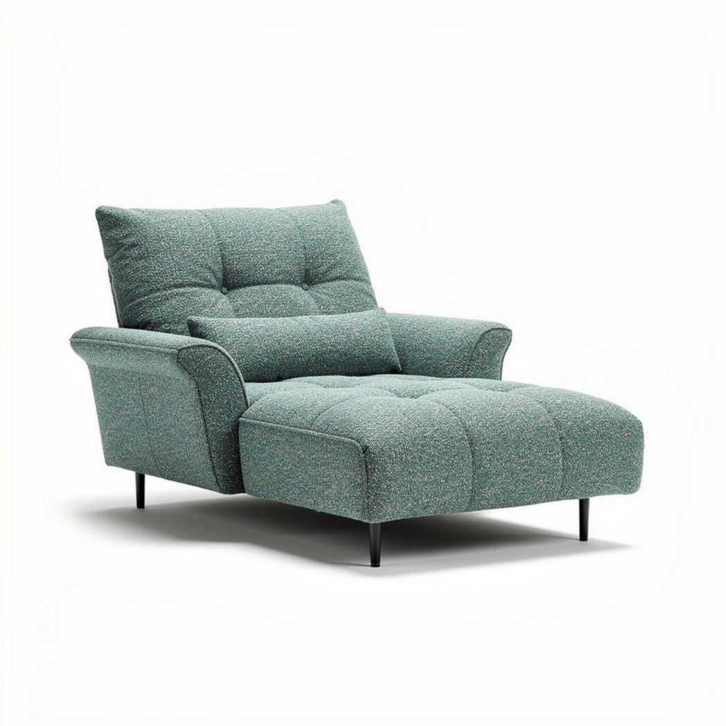 Chic chaise lounge chair with soft fabric upholstery in pastel green 90 x 80 x 85cm