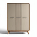 Three-door wardrobe with wood frame and beige finish 90 x 50 x 120cm