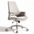 Adjustable ergonomic office chair with smooth-rolling wheels and gray fabric upholstery
