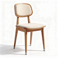 Wooden dining chair with upholstered seat and back in cream color 45 x 45 x 80cm